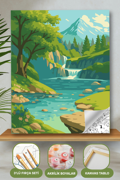 Sayılarla Boyama Ahşap Çerçeveli Kasnaklı Tuval Seti Fırça Boya Dahil Çıtalı 40x50 Cm 40X50 sayılarla boyama seti ürün görseli