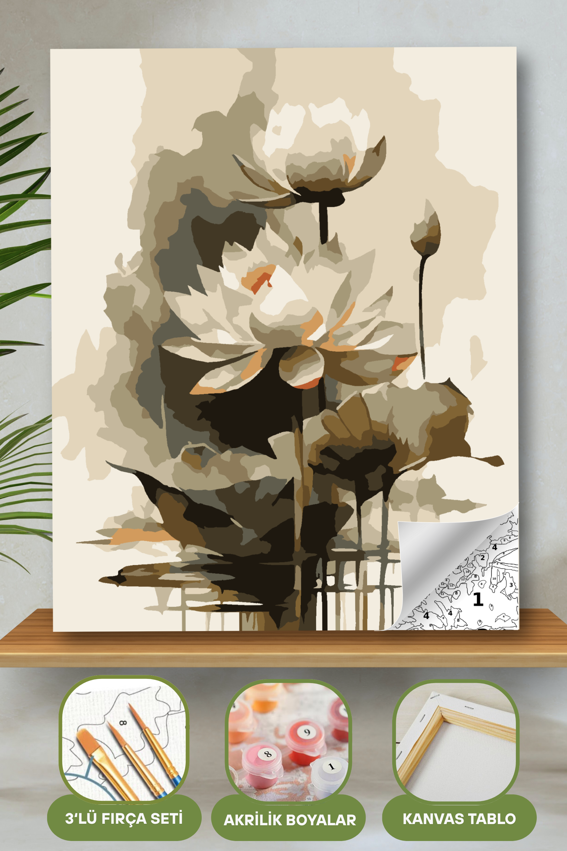 Sayılarla Boyama Seti Lotus Çiçeği 40x50 Cm Kasnaklı Tablo Seti Fırça Boya Dahil 40x50 40X50 sayılarla boyama seti ürün görseli