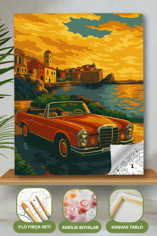 Sayılarla Boyama Ahşap Çerçeveli Kasnaklı Tuval Seti Fırça Boya Dahil Çıtalı 40x50 Cm 40X50 sayılarla boyama seti ürün görseli