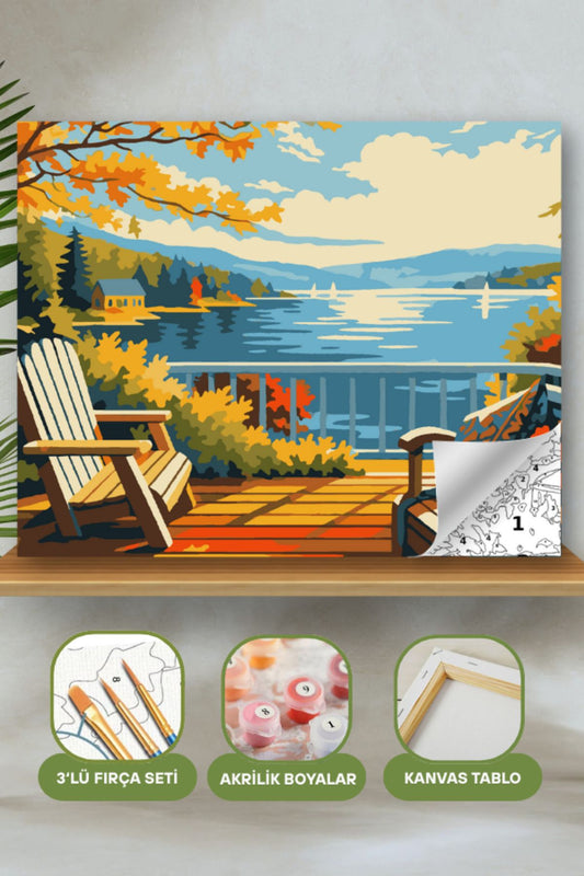 Sayılarla Boyama Ahşap Çerçeveli Kasnaklı Tuval Seti Fırça Boya Dahil Çıtalı 40x50 Cm 40X50 sayılarla boyama seti ürün görseli