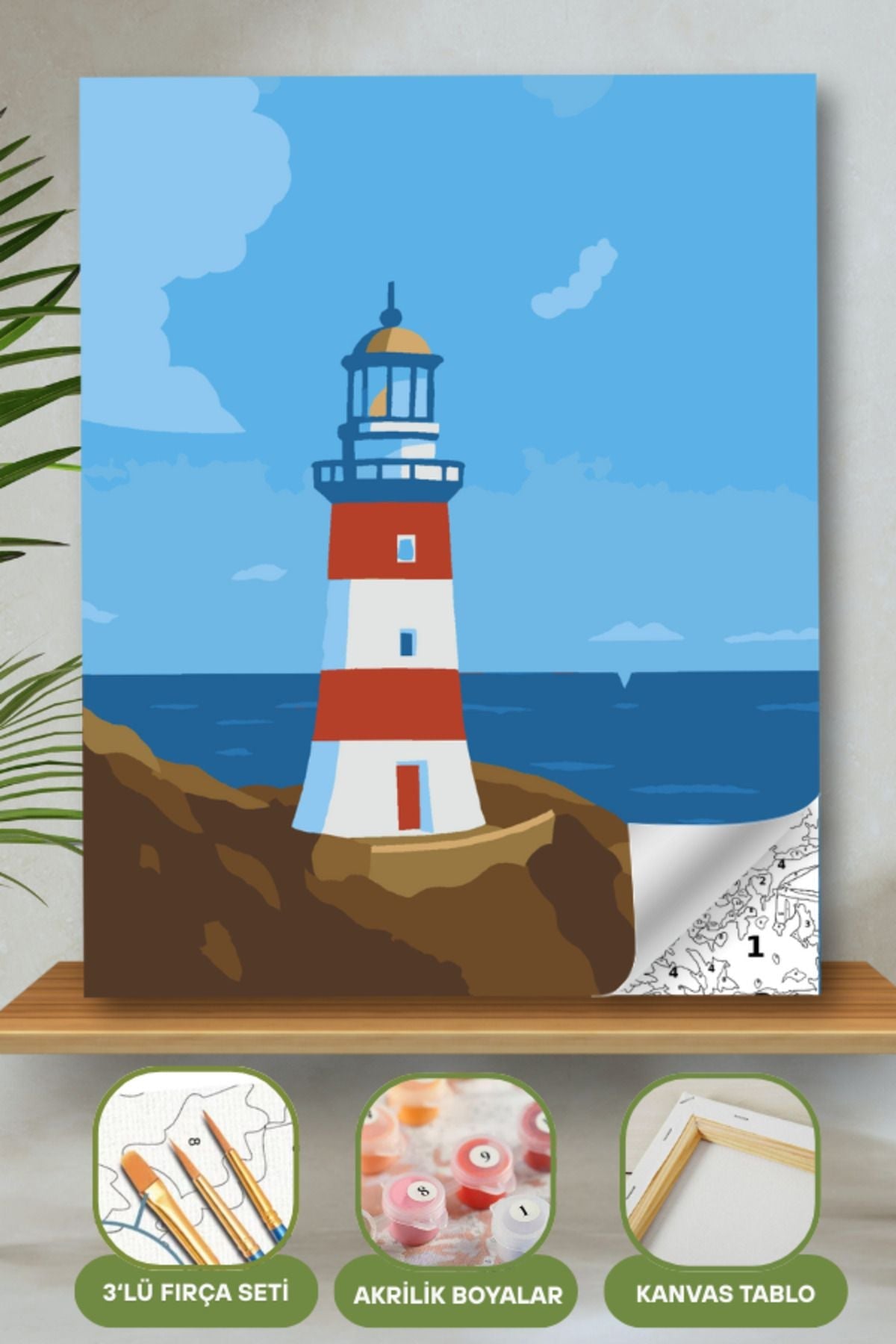 Sayılarla Boyama Ahşap Çerçeveli Kasnaklı Tuval Seti Fırça Boya Dahil Çıtalı 40x50 Cm 40X50 sayılarla boyama seti ürün görseli