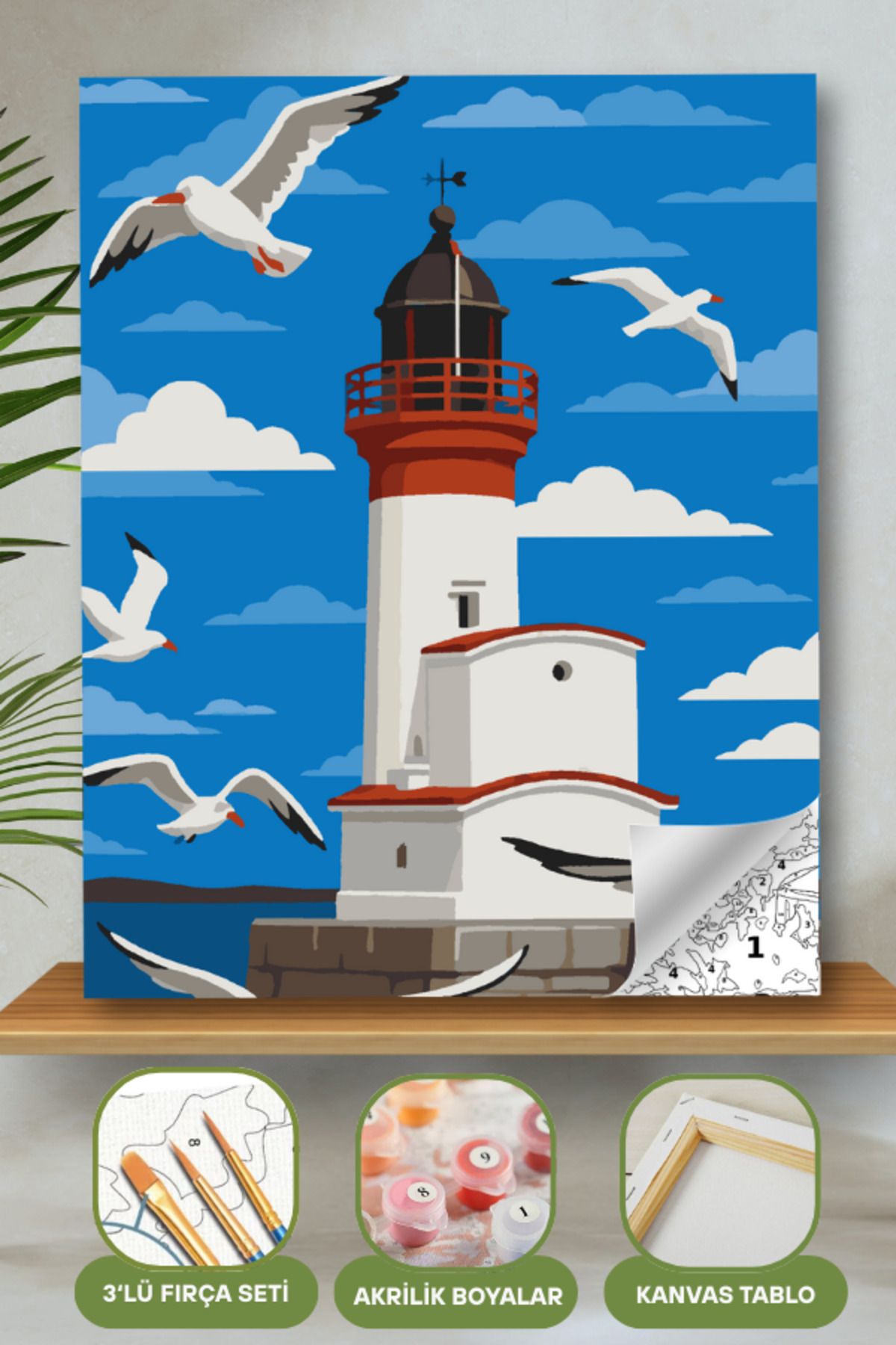 Sayılarla Boyama Ahşap Çerçeveli Kasnaklı Tuval Seti Fırça Boya Dahil Çıtalı 40x50 Cm 40X50 sayılarla boyama seti ürün görseli