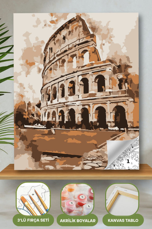 Sayılarla Boyama Ahşap Çerçeveli Kasnaklı Tuval Seti Fırça Boya Dahil Çıtalı 40x50 Cm 40X50 sayılarla boyama seti ürün görseli