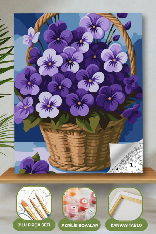 Sayılarla Boyama Ahşap Çerçeveli Kasnaklı Tuval Seti Fırça Boya Dahil Çıtalı 40x50 Cm 40X50 sayılarla boyama seti ürün görseli