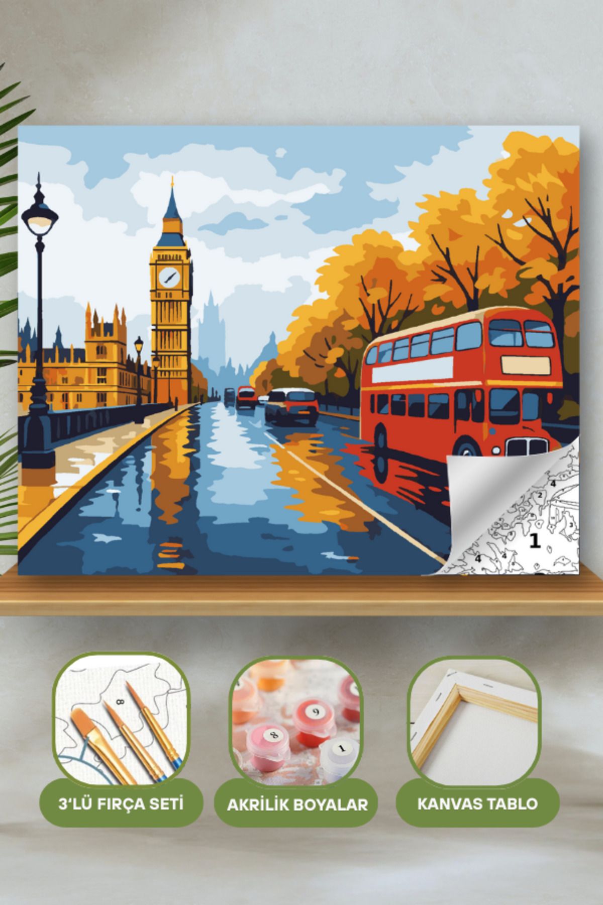 Sayılarla Boyama Ahşap Çerçeveli Kasnaklı Tuval Seti Fırça Boya Dahil Çıtalı 40x50 Cm 40X50 sayılarla boyama seti ürün görseli