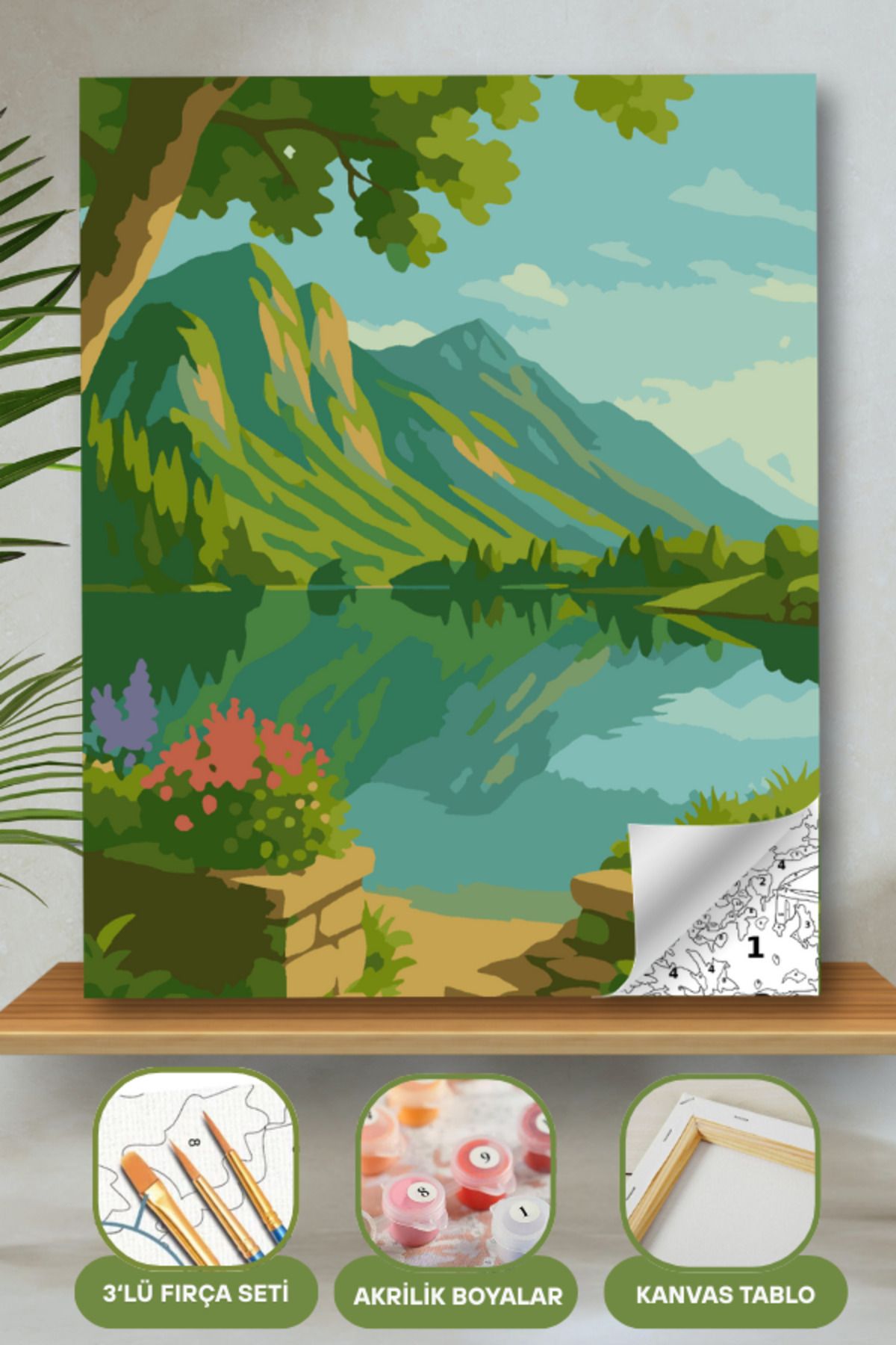Sayılarla Boyama Ahşap Çerçeveli Kasnaklı Tuval Seti Fırça Boya Dahil Çıtalı 40x50 Cm 40X50 sayılarla boyama seti ürün görseli