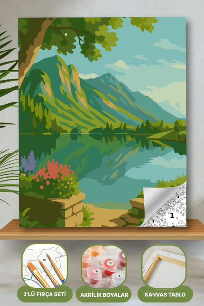Sayılarla Boyama Ahşap Çerçeveli Kasnaklı Tuval Seti Fırça Boya Dahil Çıtalı 40x50 Cm 40X50 sayılarla boyama seti ürün görseli