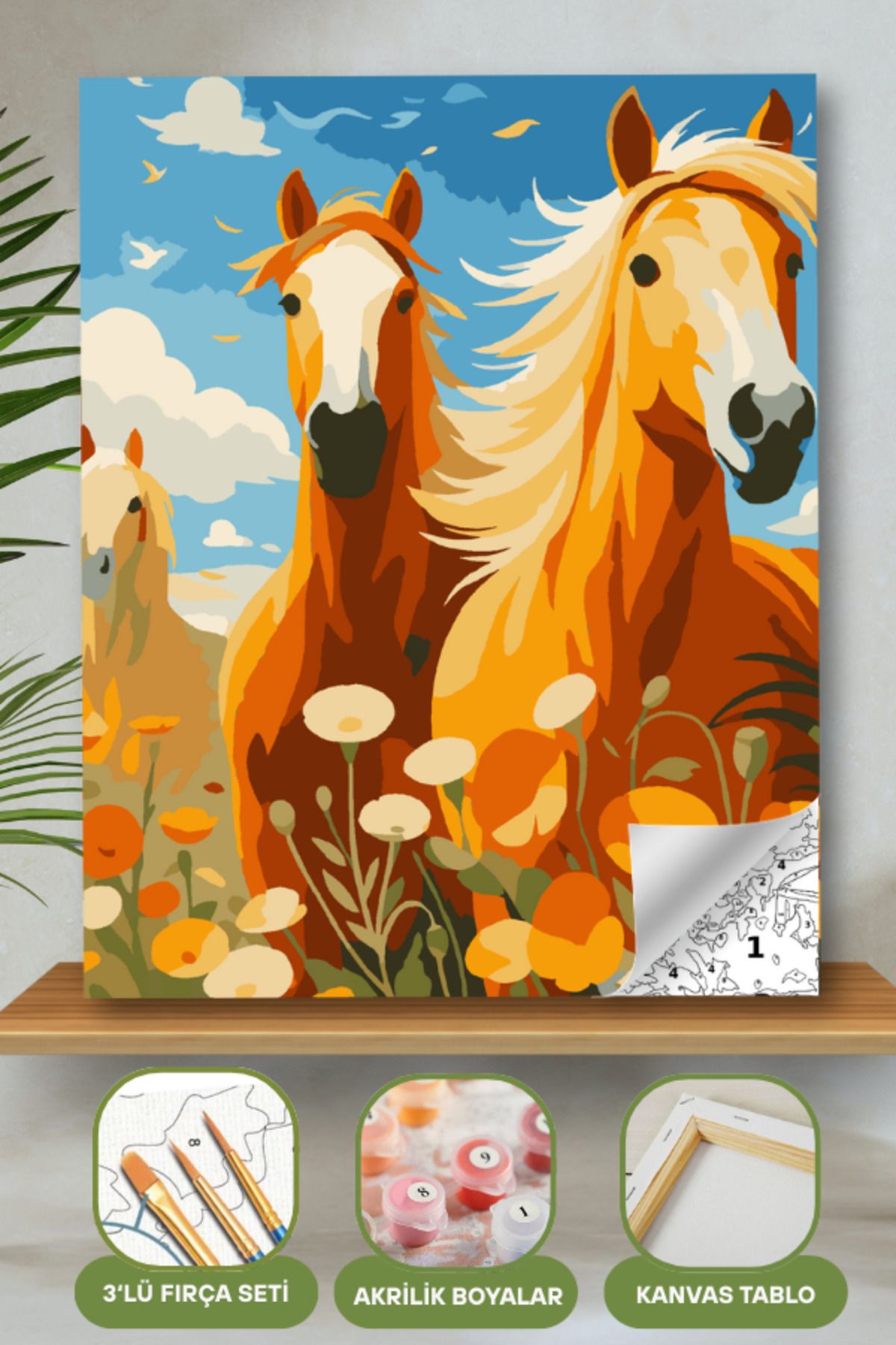 Sayılarla Boyama Ahşap Çerçeveli Kasnaklı Tuval Seti Fırça Boya Dahil Çıtalı 40x50 Cm 40X50 sayılarla boyama seti ürün görseli