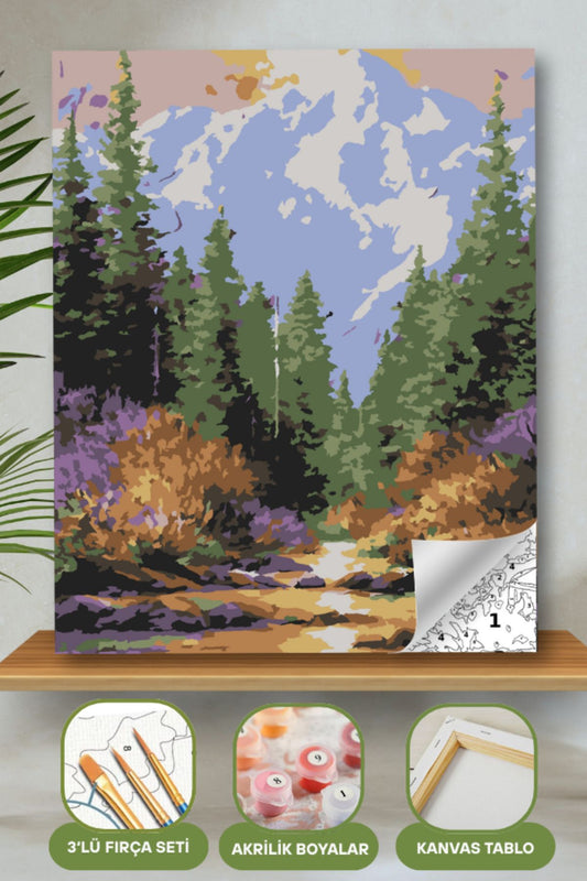 Sayılarla Boyama Ahşap Çerçeveli Kasnaklı Tuval Seti Fırça Boya Dahil Çıtalı 40x50 Cm 40X50 sayılarla boyama seti ürün görseli