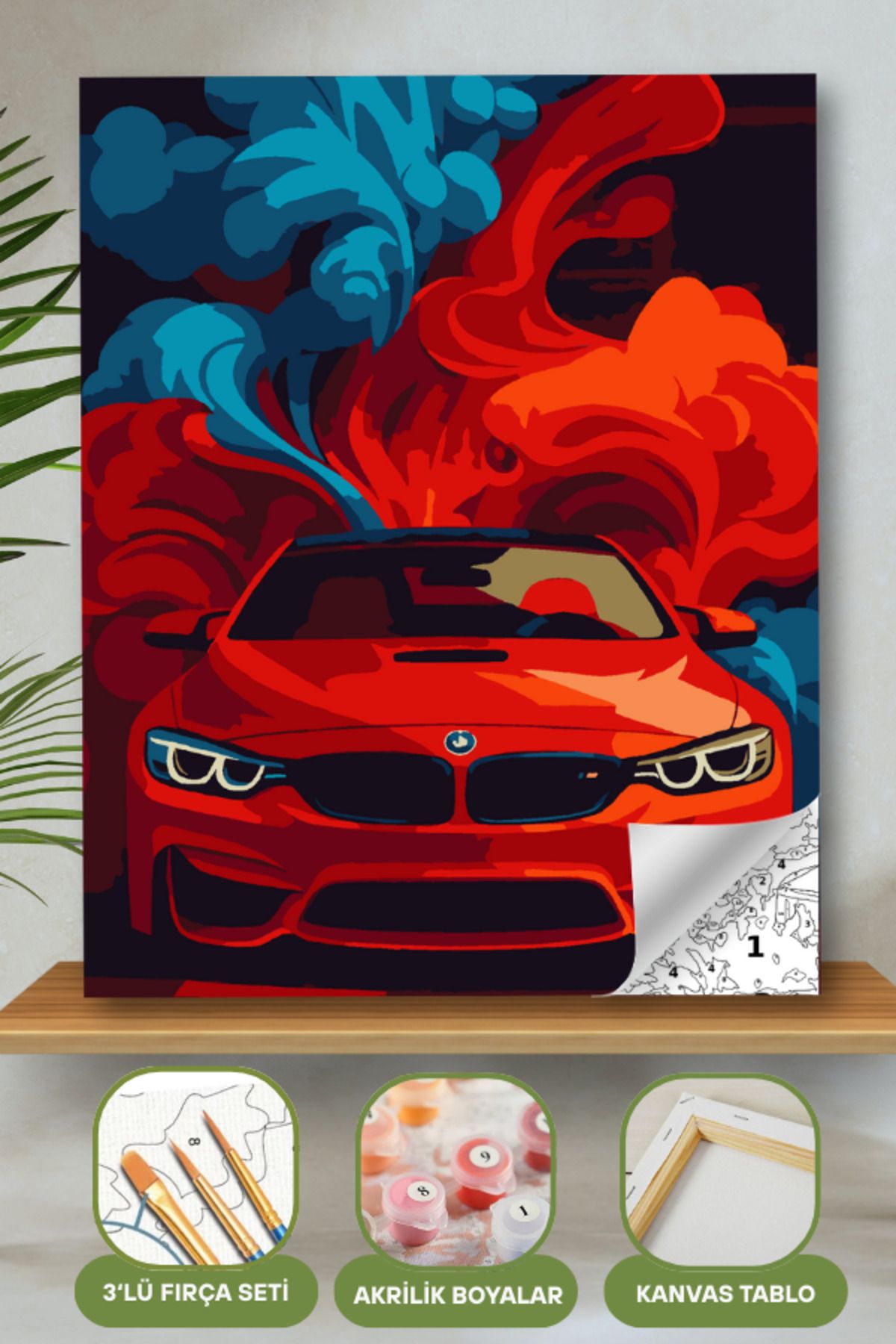 Sayılarla Boyama Ahşap Çerçeveli Kasnaklı Tuval Seti Fırça Boya Dahil Çıtalı 40x50 Cm 40X50 sayılarla boyama seti ürün görseli