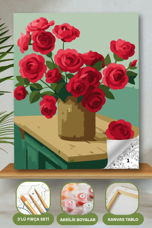 Sayılarla Boyama Ahşap Çerçeveli Kasnaklı Tuval Seti Fırça Boya Dahil Çıtalı 40x50 Cm 40X50 sayılarla boyama seti ürün görseli