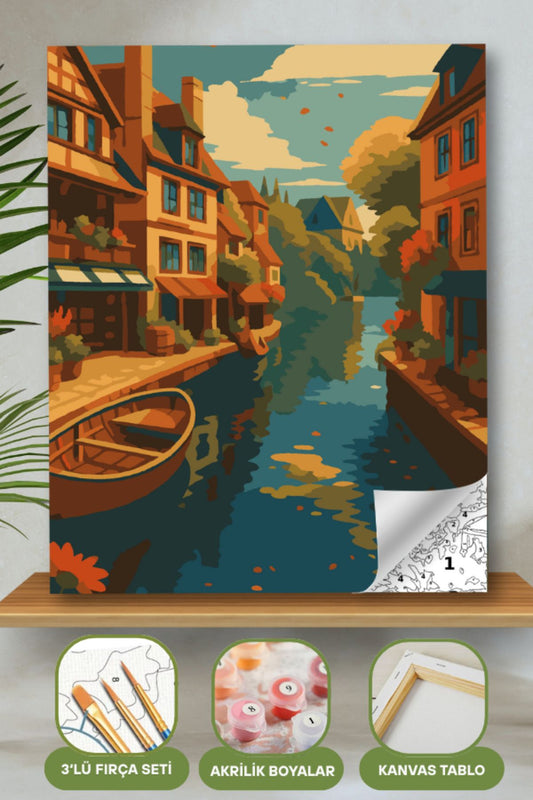 Sayılarla Boyama Ahşap Çerçeveli Kasnaklı Tuval Seti Fırça Boya Dahil Çıtalı 40x50 Cm 40X50 sayılarla boyama seti ürün görseli
