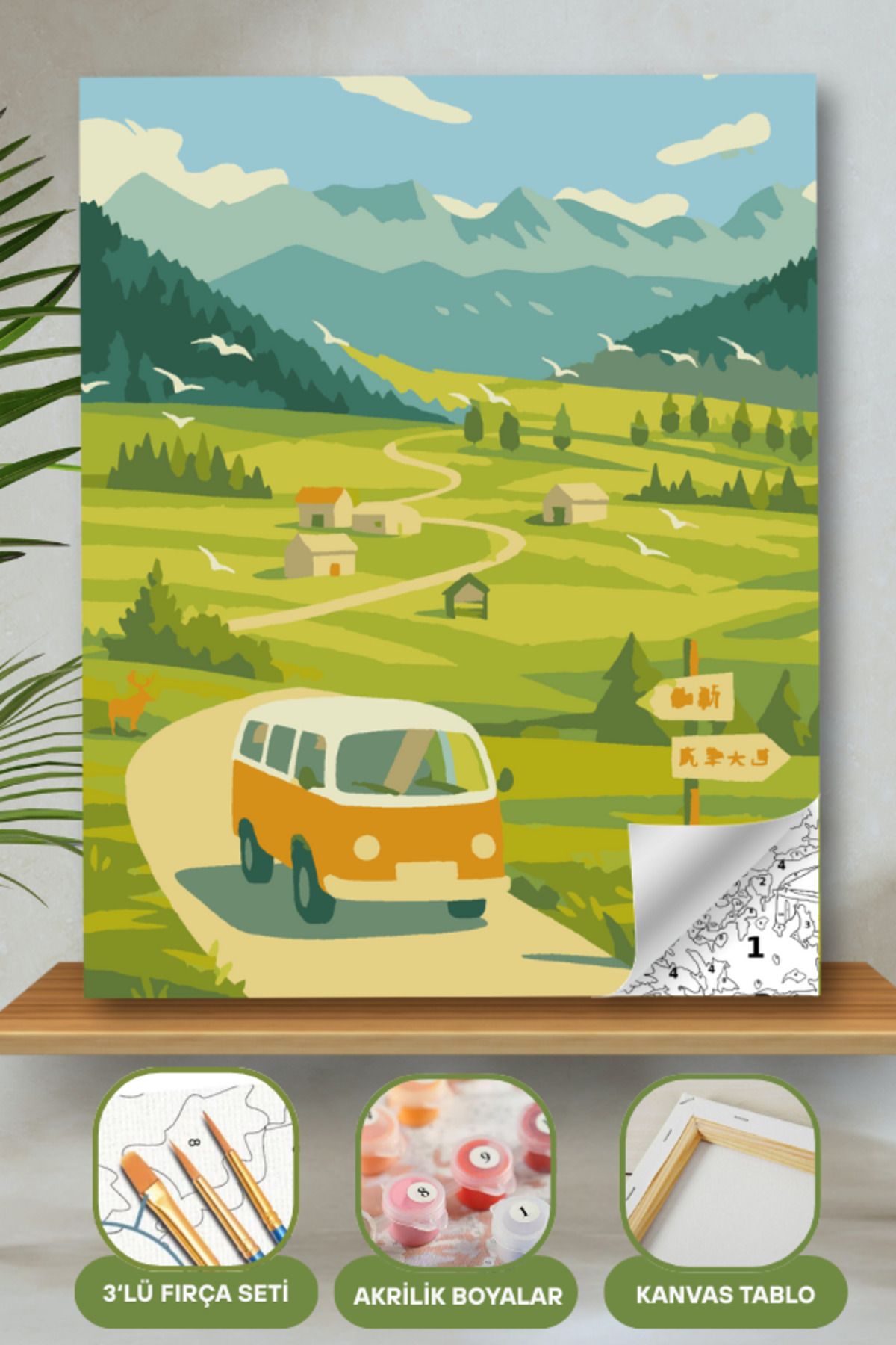 Sayılarla Boyama Ahşap Çerçeveli Kasnaklı Tuval Seti Fırça Boya Dahil Çıtalı 40x50 Cm 40X50 sayılarla boyama seti ürün görseli