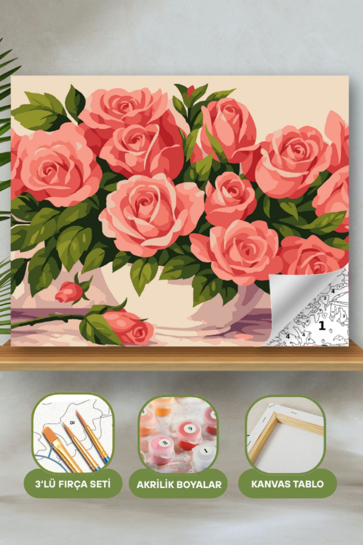 Sayılarla Boyama Ahşap Çerçeveli Kasnaklı Tuval Seti Fırça Boya Dahil Çıtalı 40x50 Cm 40X50 sayılarla boyama seti ürün görseli