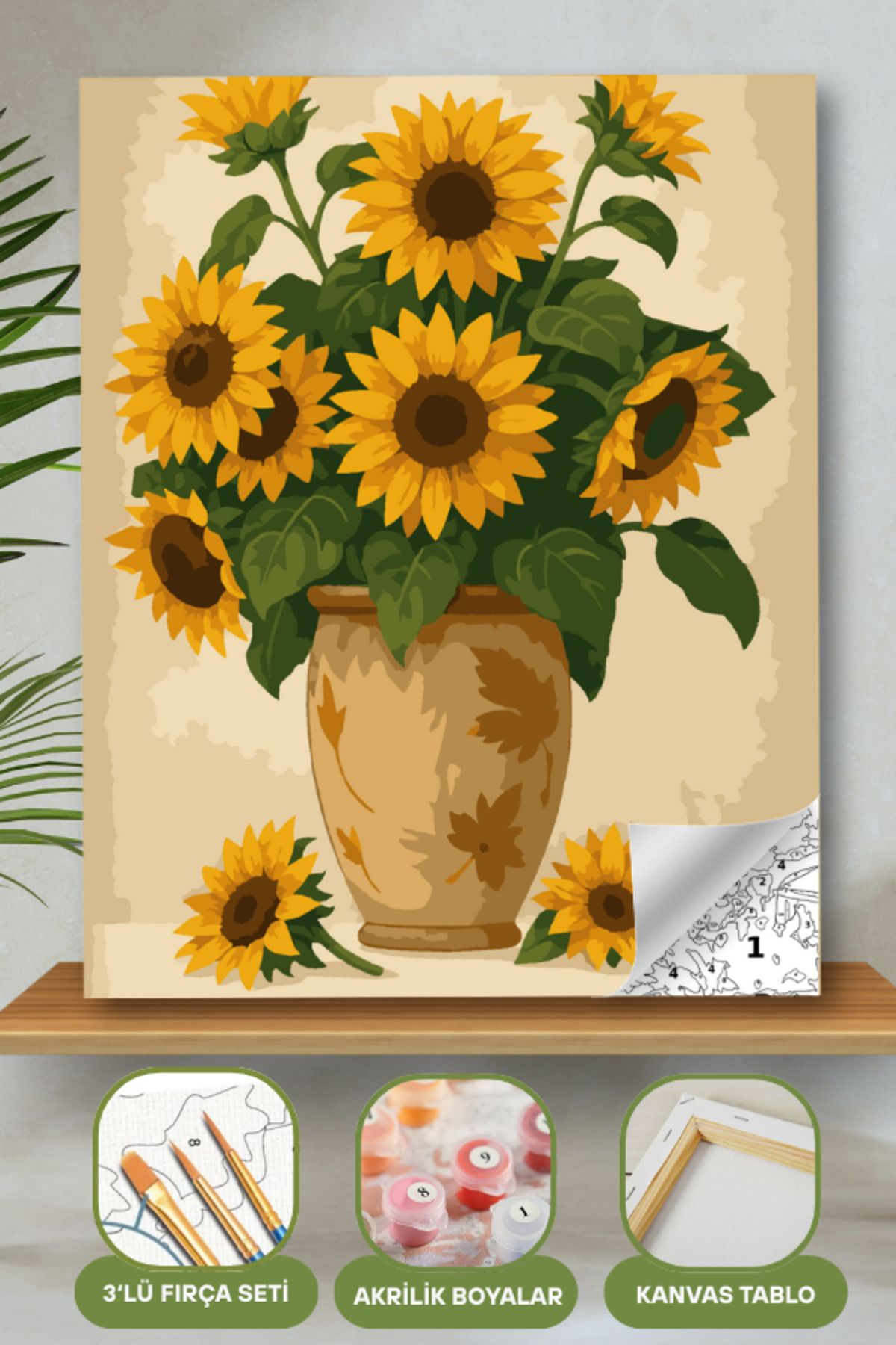 Sayılarla Boyama Ahşap Çerçeveli Kasnaklı Tuval Seti Fırça Boya Dahil Çıtalı 40x50 Cm 40X50 sayılarla boyama seti ürün görseli