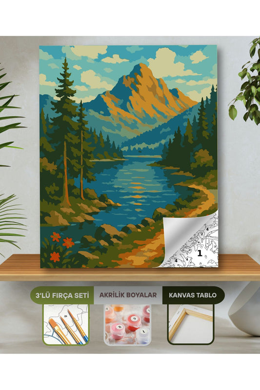 Sayılarla Boyama Seti 40x50 Cm (Çıtalı) Fırça Boya Dahil Numaralı Tuval-Orman Yolu 40X50 sayılarla boyama seti ürün görseli