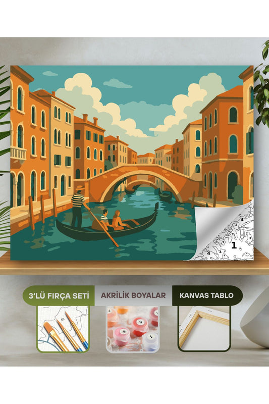 Sayılarla Boyama Seti 40x50 Cm (Çıtalı) Fırça Boya Dahil Numaralı Tuval-Venedik 40X50 sayılarla boyama seti ürün görseli