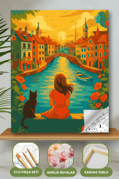 Sayılarla Boyama Ahşap Çerçeveli Kasnaklı Tuval Seti Fırça Boya Dahil Çıtalı 40x50 Cm 40X50 sayılarla boyama seti ürün görseli