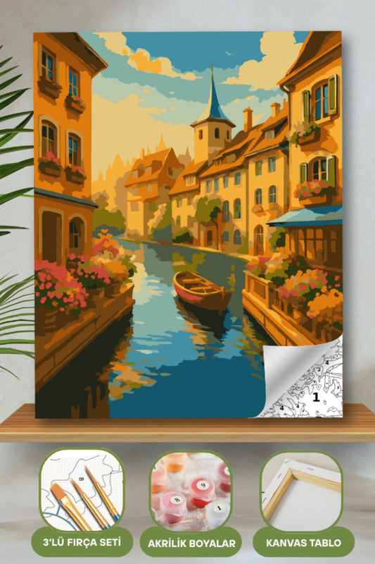 Sayılarla Boyama Ahşap Çerçeveli Kasnaklı Tuval Seti Fırça Boya Dahil Çıtalı 40x50 Cm 40X50 sayılarla boyama seti ürün görseli