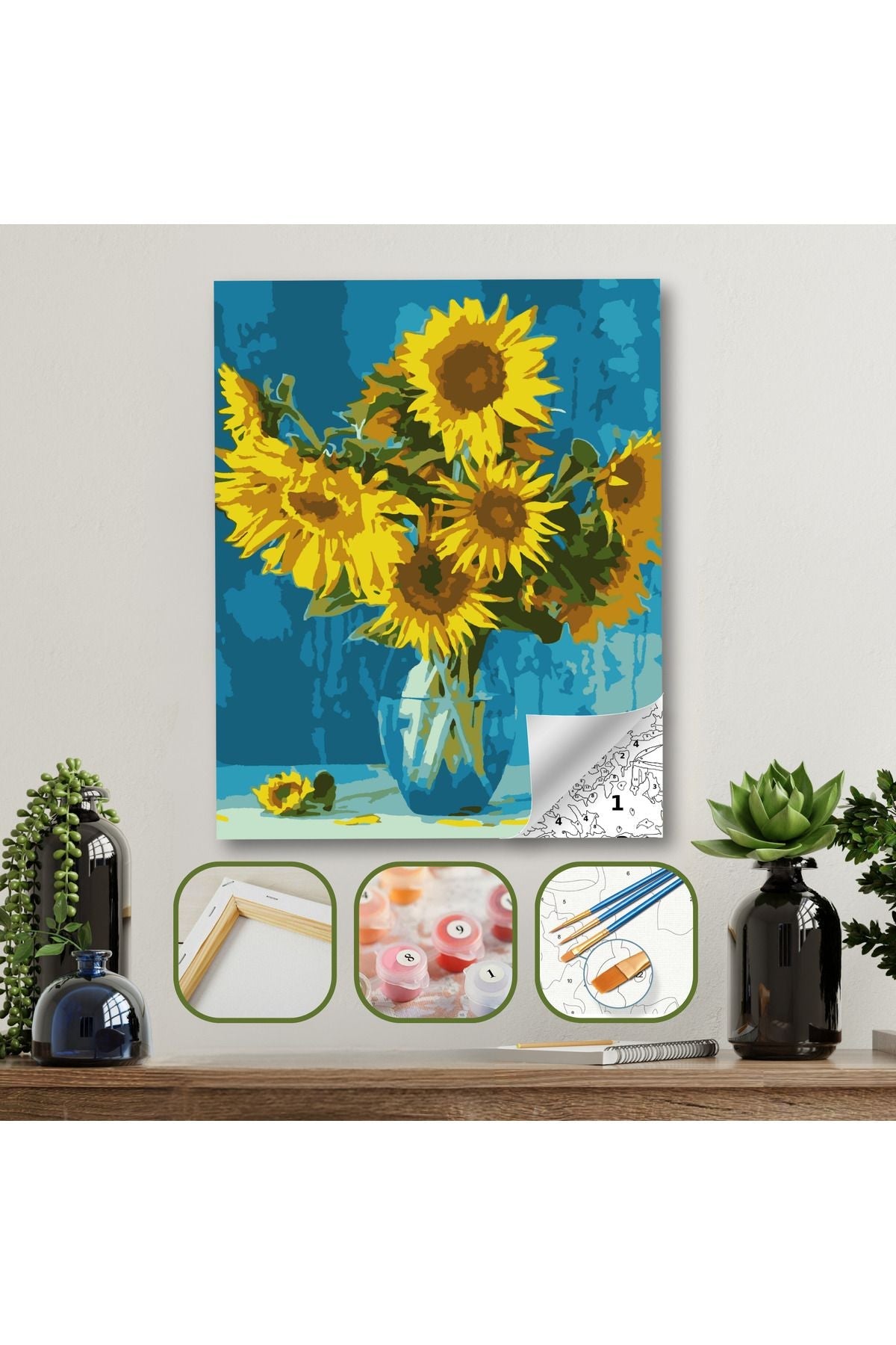 Sayılarla Boyama Ahşap Çerçeveli Kasnaklı Tuval Seti Fırça Boya Dahil Çıtalı 40x50 Cm 40X50 sayılarla boyama seti ürün görseli