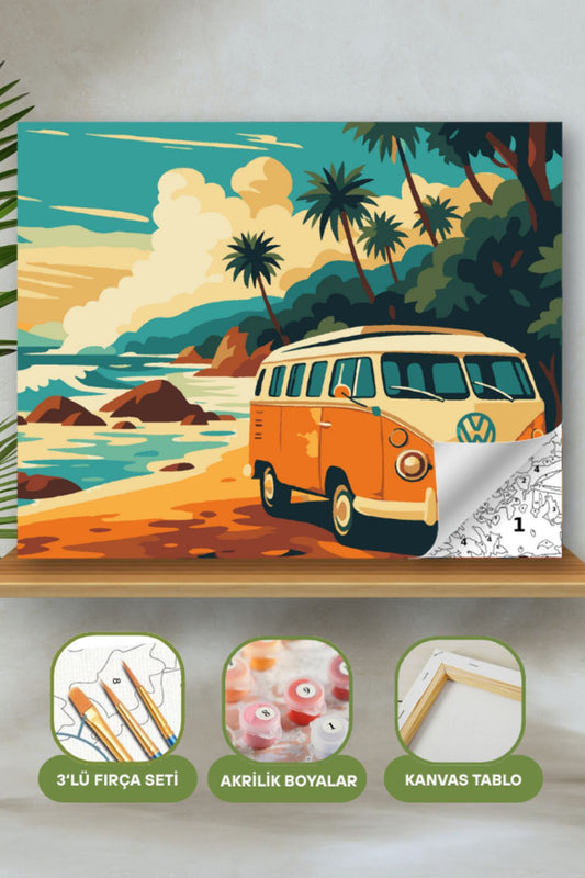 Sayılarla Boyama Ahşap Çerçeveli Kasnaklı Tuval Seti Fırça Boya Dahil Çıtalı 40x50 Cm 40X50 sayılarla boyama seti ürün görseli