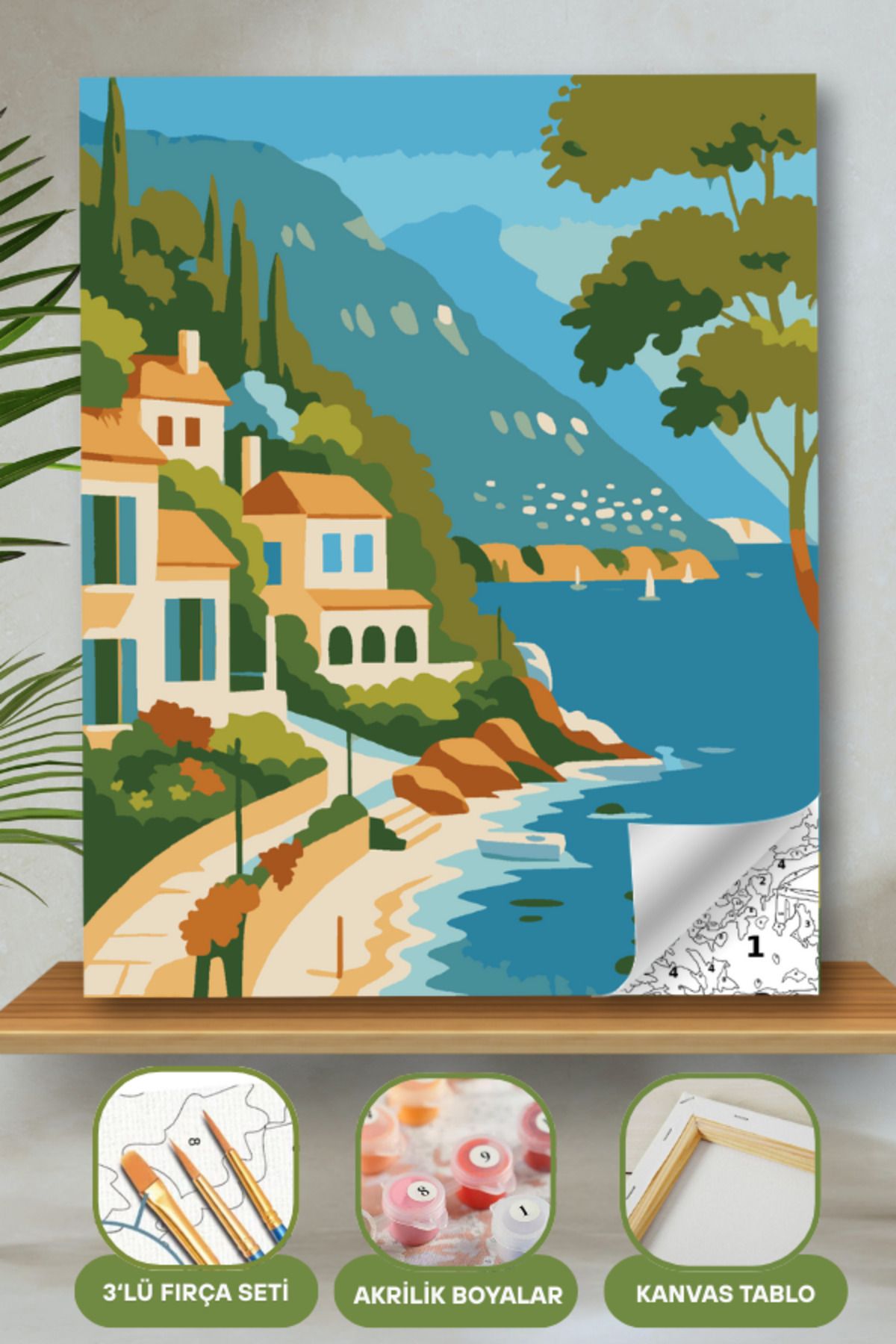 Sayılarla Boyama Ahşap Çerçeveli Kasnaklı Tuval Seti Fırça Boya Dahil Çıtalı 40x50 Cm 40X50 sayılarla boyama seti ürün görseli
