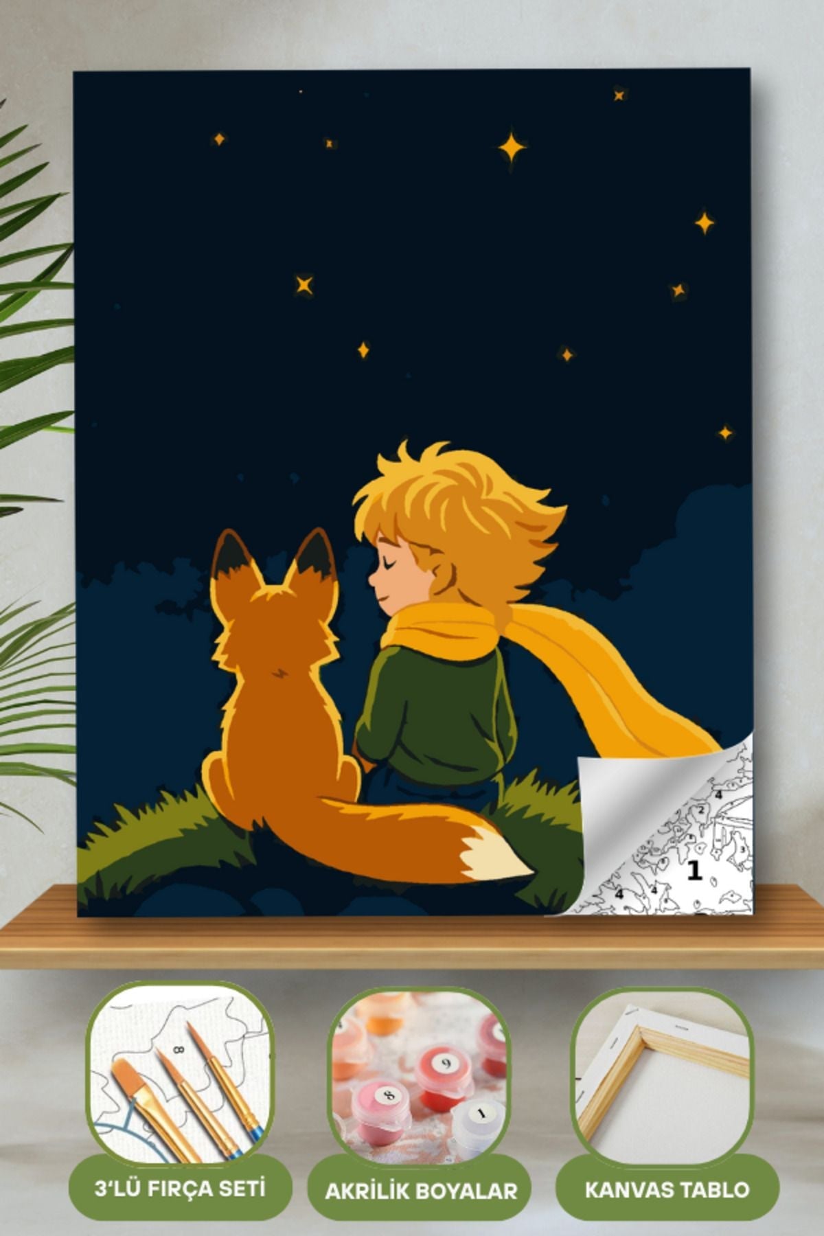 Sayılarla Boyama Ahşap Çerçeveli Kasnaklı Tuval Seti Fırça Boya Dahil Çıtalı 40x50 Cm 40X50 sayılarla boyama seti ürün görseli