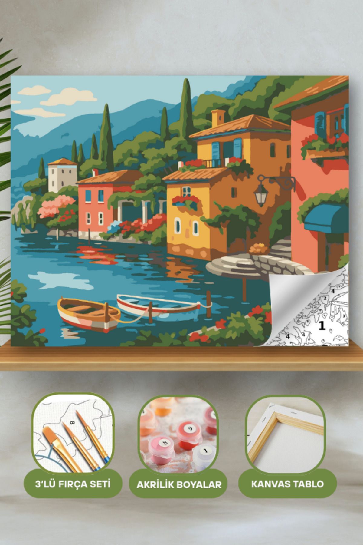 Sayılarla Boyama Ahşap Çerçeveli Kasnaklı Tuval Seti Fırça Boya Dahil Çıtalı 40x50 Cm 40X50 sayılarla boyama seti ürün görseli