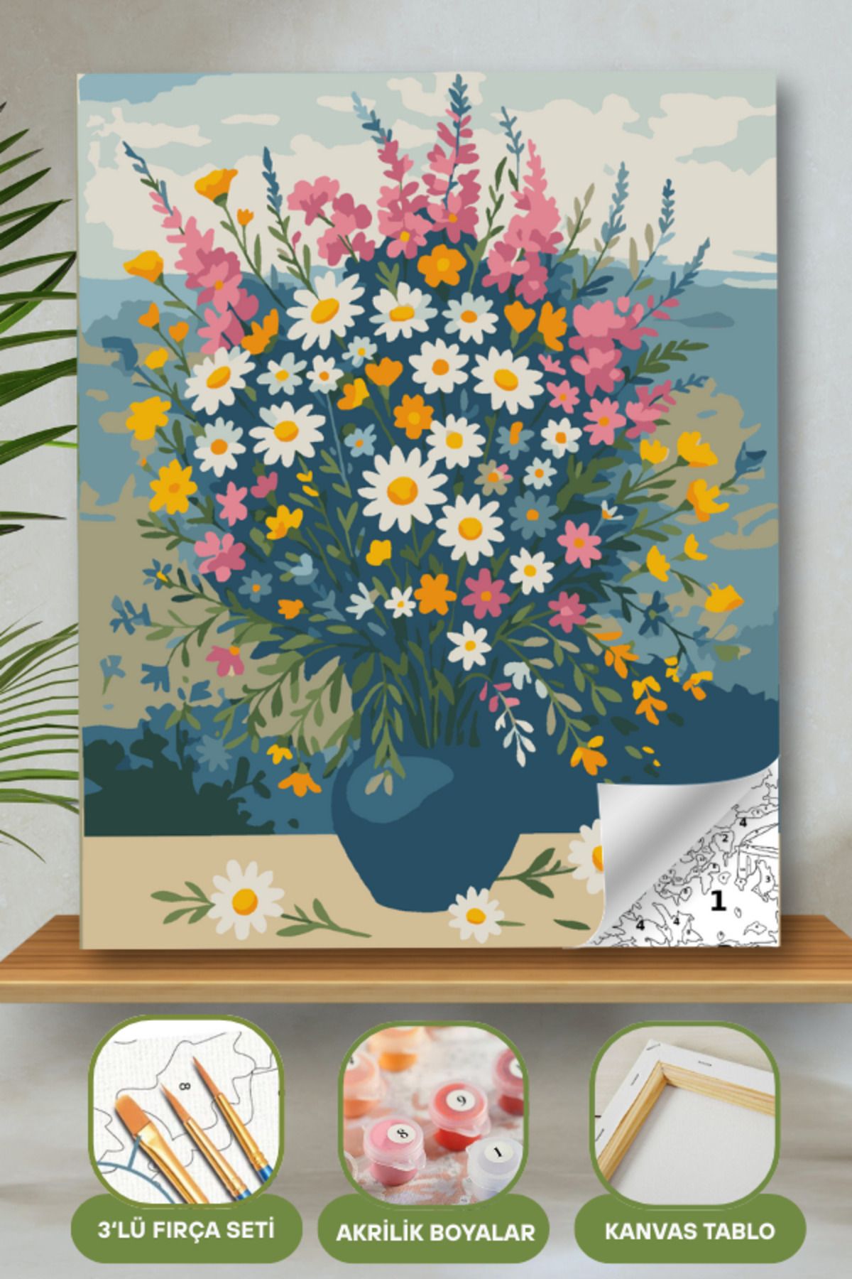 Sayılarla Boyama Ahşap Çerçeveli Kasnaklı Tuval Seti Fırça Boya Dahil Çıtalı 40x50 Cm 40X50 sayılarla boyama seti ürün görseli