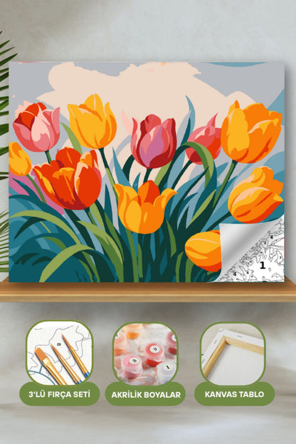 Sayılarla Boyama Ahşap Çerçeveli Kasnaklı Tuval Seti Fırça Boya Dahil Çıtalı 40x50 Cm 40X50 sayılarla boyama seti ürün görseli