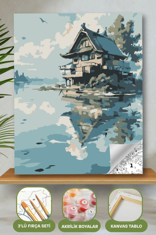 Sayılarla Boyama Ahşap Çerçeveli Kasnaklı Tuval Seti Fırça Boya Dahil Çıtalı 40x50 Cm 40X50 sayılarla boyama seti ürün görseli