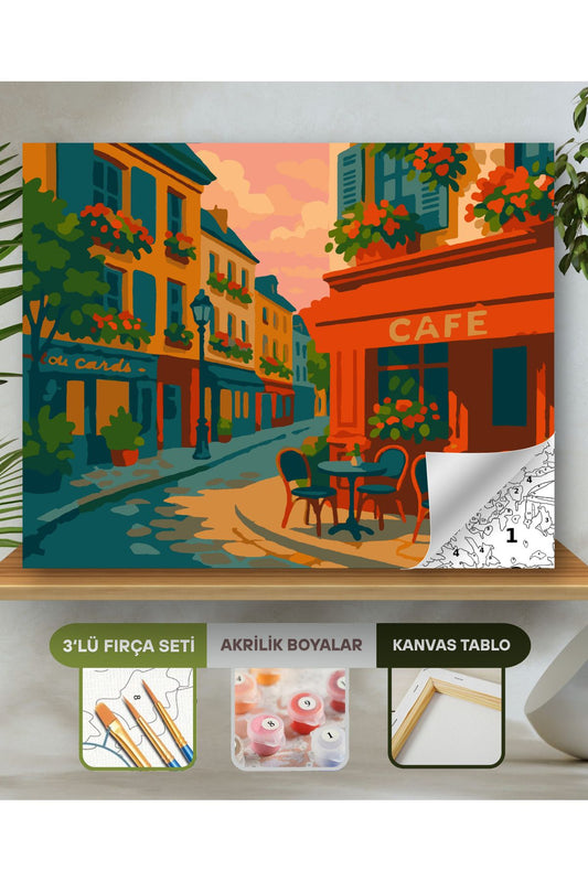 Sayılarla Boyama Seti 40x50 Cm (Çıtalı) Fırça Boya Dahil Numaralı Tuval-Paris Sokakları 40X50 sayılarla boyama seti ürün görseli