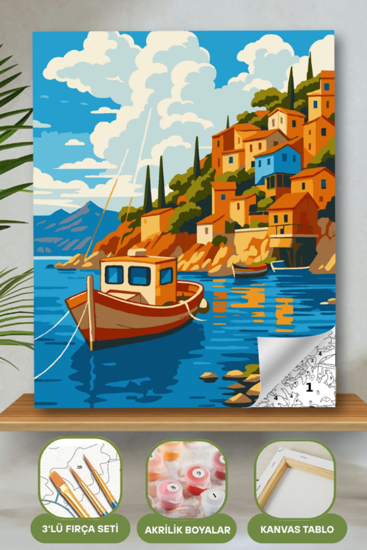 Sayılarla Boyama Ahşap Çerçeveli Kasnaklı Tuval Seti Fırça Boya Dahil Çıtalı 40x50 Cm 40X50 sayılarla boyama seti ürün görseli