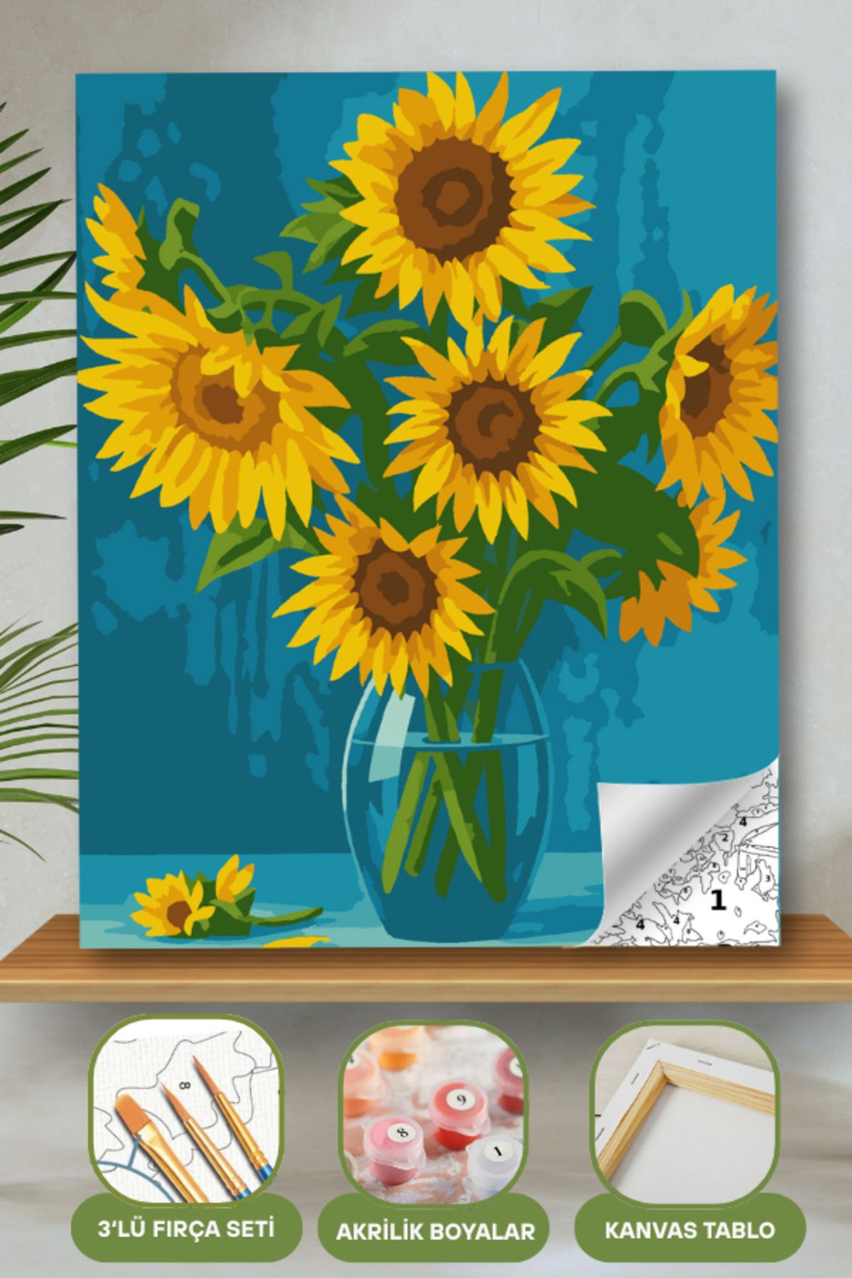 Sayılarla Boyama Ahşap Çerçeveli Kasnaklı Tuval Seti Fırça Boya Dahil Çıtalı 40x50 Cm 40X50 sayılarla boyama seti ürün görseli
