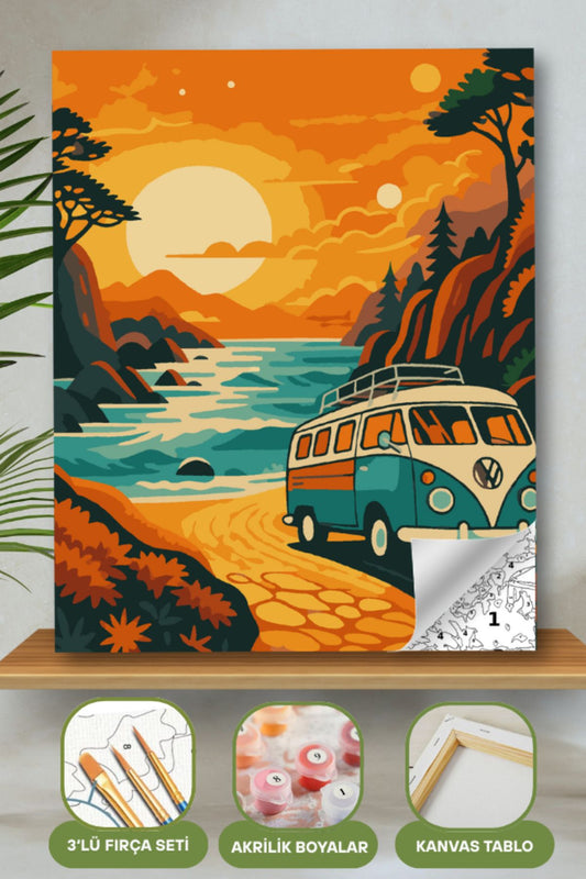 Sayılarla Boyama Ahşap Çerçeveli Kasnaklı Tuval Seti Fırça Boya Dahil Çıtalı 40x50 Cm 40X50 sayılarla boyama seti ürün görseli