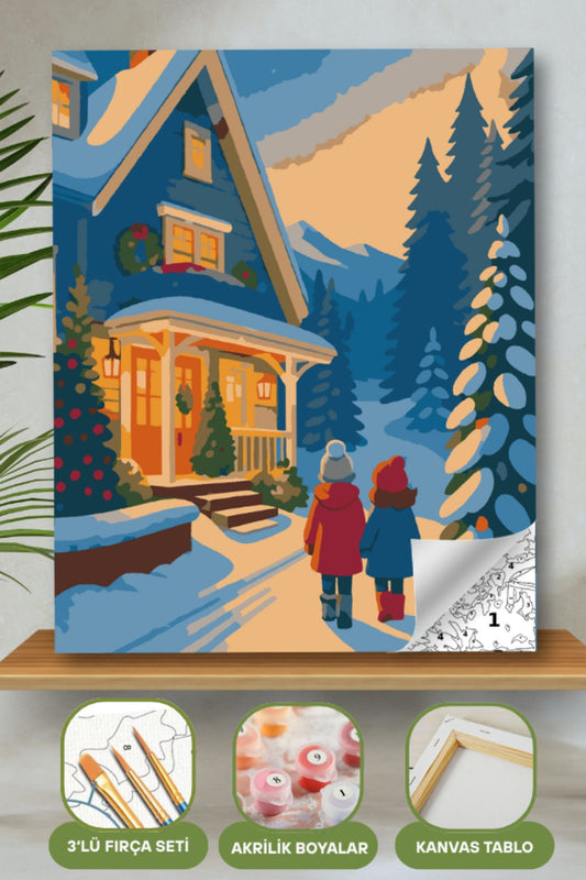 Sayılarla Boyama Ahşap Çerçeveli Kasnaklı Tuval Seti Fırça Boya Dahil Çıtalı 40x50 Cm 40X50 sayılarla boyama seti ürün görseli