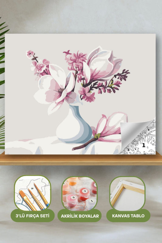 Sayılarla Boyama Ahşap Çerçeveli Kasnaklı Tuval Seti Fırça Boya Dahil Çıtalı 40x50 Cm 40X50 sayılarla boyama seti ürün görseli