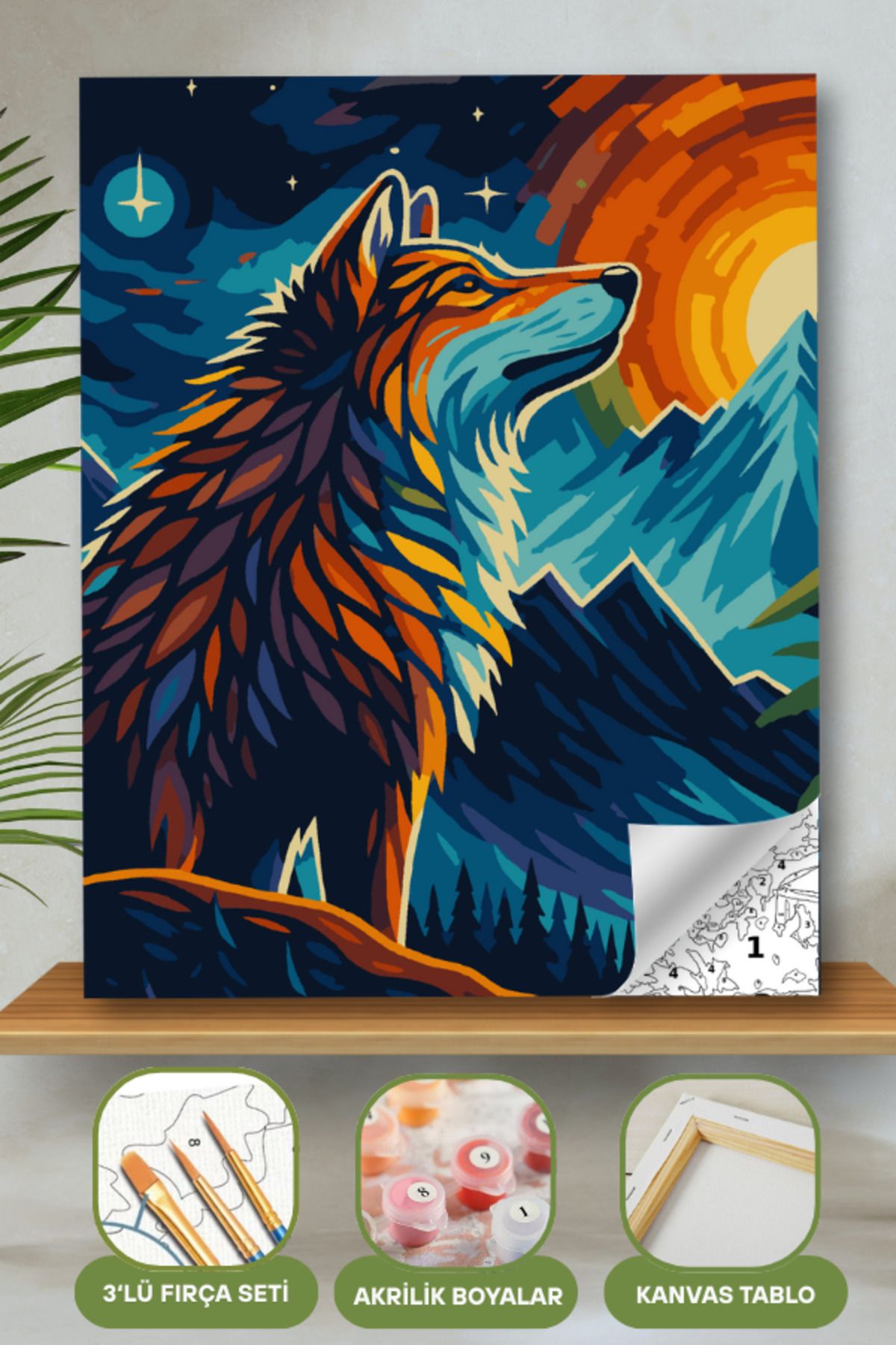 Sayılarla Boyama Ahşap Çerçeveli Kasnaklı Tuval Seti Fırça Boya Dahil Çıtalı 40x50 Cm 40X50 sayılarla boyama seti ürün görseli