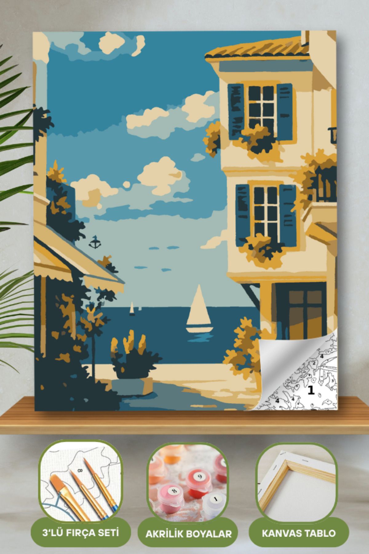 Sayılarla Boyama Ahşap Çerçeveli Kasnaklı Tuval Seti Fırça Boya Dahil Çıtalı 40x50 Cm 40X50 sayılarla boyama seti ürün görseli