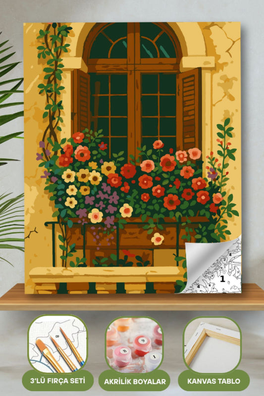 Sayılarla Boyama Ahşap Çerçeveli Kasnaklı Tuval Seti Fırça Boya Dahil Çıtalı 40x50 Cm 40X50 sayılarla boyama seti ürün görseli