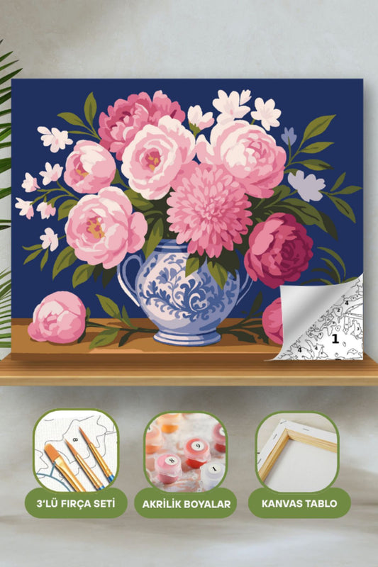 Sayılarla Boyama Ahşap Çerçeveli Kasnaklı Tuval Seti Fırça Boya Dahil Çıtalı 40x50 Cm 40X50 sayılarla boyama seti ürün görseli