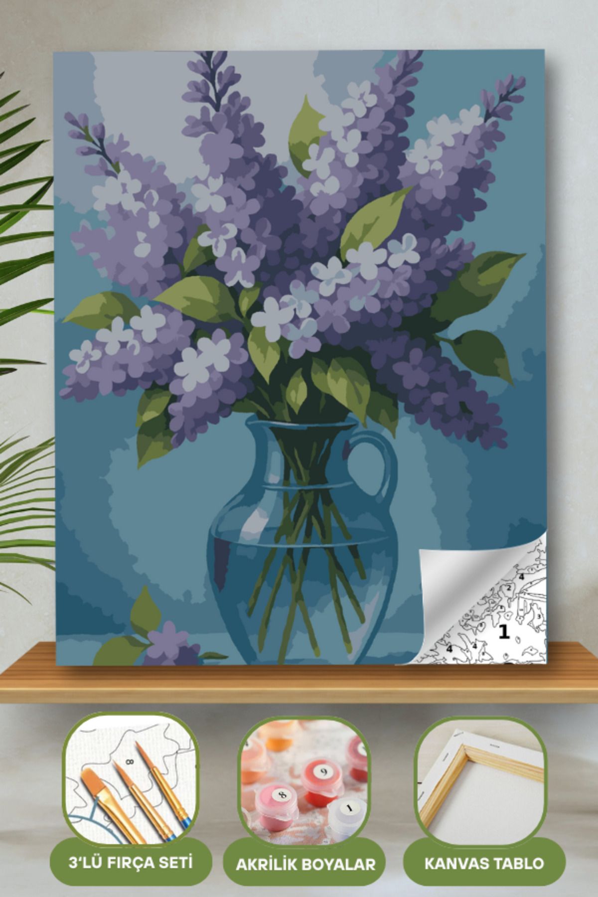 Sayılarla Boyama Ahşap Çerçeveli Kasnaklı Tuval Seti Fırça Boya Dahil Çıtalı 40x50 Cm 40X50 sayılarla boyama seti ürün görseli