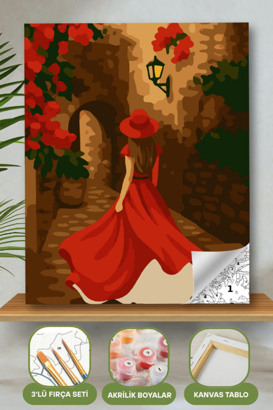 Sayılarla Boyama Ahşap Çerçeveli Kasnaklı Tuval Seti Fırça Boya Dahil Çıtalı 40x50 Cm 40X50 sayılarla boyama seti ürün görseli