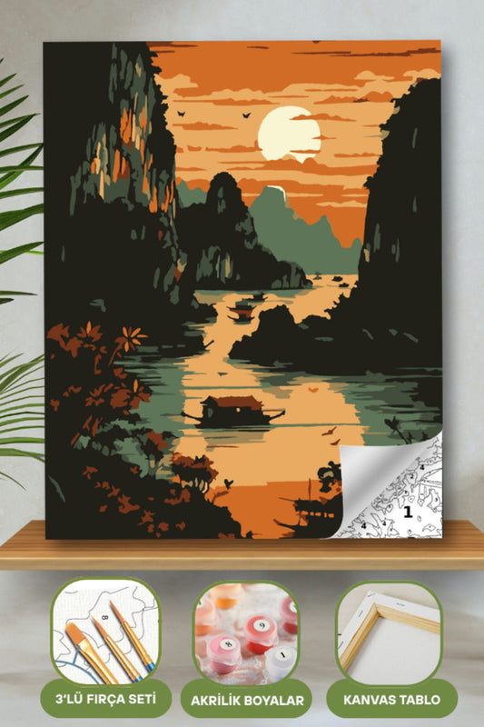 Sayılarla Boyama Ahşap Çerçeveli Kasnaklı Tuval Seti Fırça Boya Dahil Çıtalı 40x50 Cm 40X50 sayılarla boyama seti ürün görseli