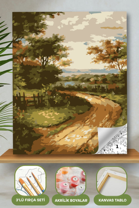 Sayılarla Boyama Ahşap Çerçeveli Kasnaklı Tuval Seti Fırça Boya Dahil Çıtalı 40x50 Cm 40X50 sayılarla boyama seti ürün görseli