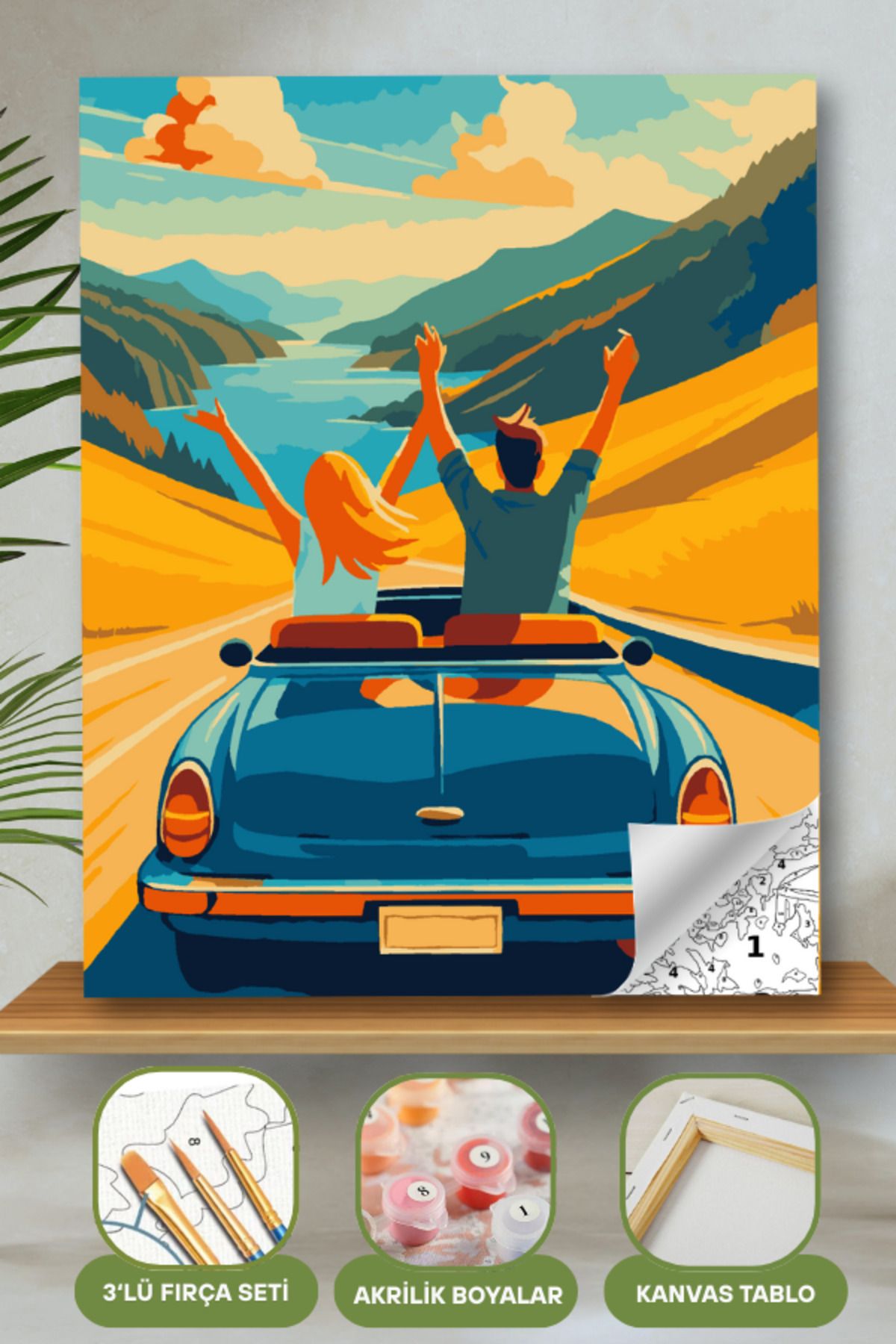 Sayılarla Boyama Ahşap Çerçeveli Kasnaklı Tuval Seti Fırça Boya Dahil Çıtalı 40x50 Cm 40X50 sayılarla boyama seti ürün görseli