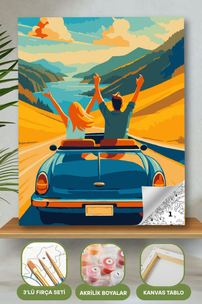 Sayılarla Boyama Ahşap Çerçeveli Kasnaklı Tuval Seti Fırça Boya Dahil Çıtalı 40x50 Cm 40X50 sayılarla boyama seti ürün görseli