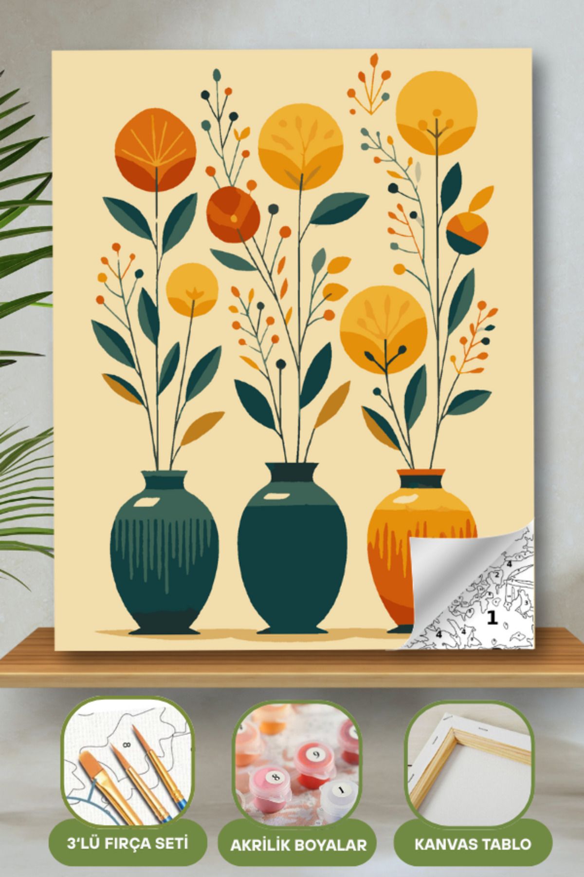 Sayılarla Boyama Ahşap Çerçeveli Kasnaklı Tuval Seti Fırça Boya Dahil Çıtalı 40x50 Cm 40X50 sayılarla boyama seti ürün görseli