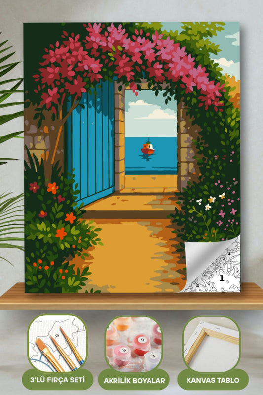Sayılarla Boyama Ahşap Çerçeveli Kasnaklı Tuval Seti Fırça Boya Dahil Çıtalı 40x50 Cm 40X50 sayılarla boyama seti ürün görseli