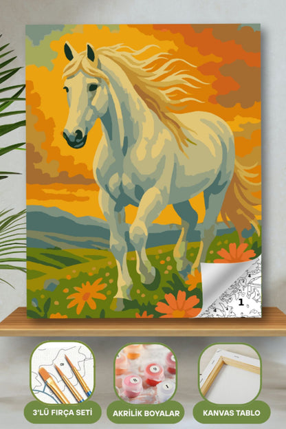 Sayılarla Boyama Ahşap Çerçeveli Kasnaklı Tuval Seti Fırça Boya Dahil Çıtalı 40x50 Cm 40X50 sayılarla boyama seti ürün görseli